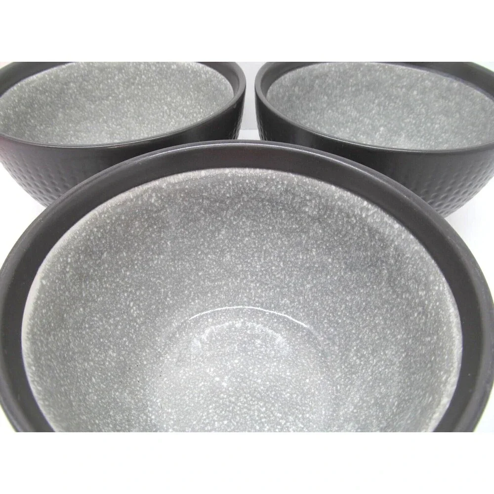 Mikasa Maddox Set Of 3 Textured Gray 5 7/8